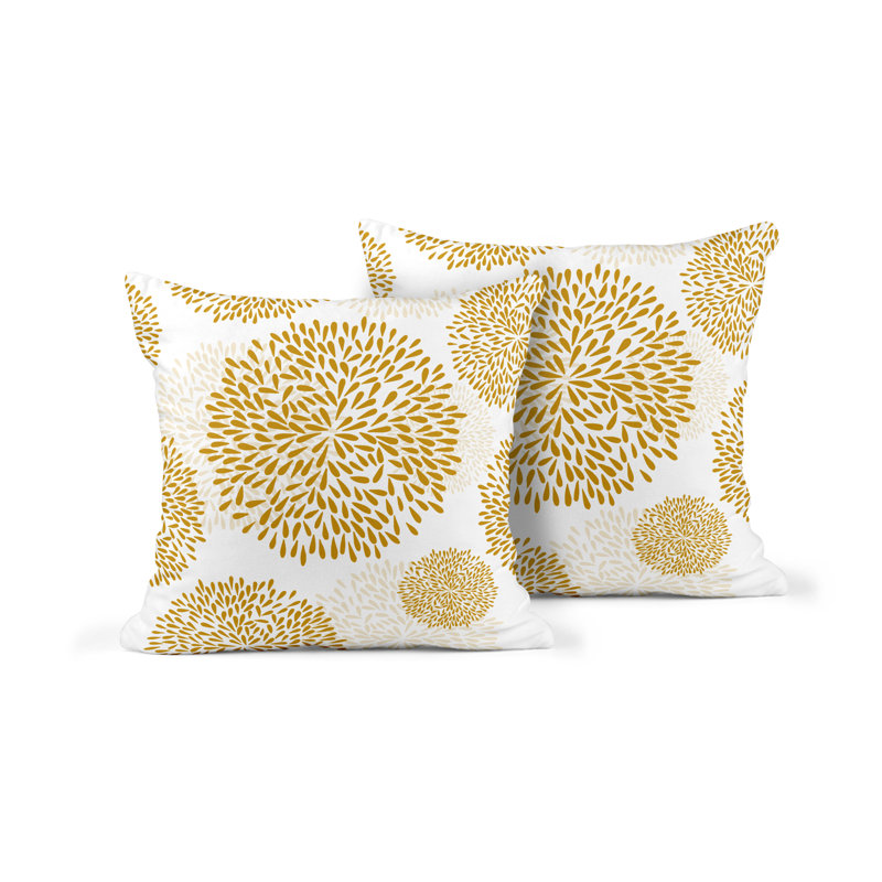 Floral Outdoor Reversible Throw Pillow, 17W" x 17H", Yellow