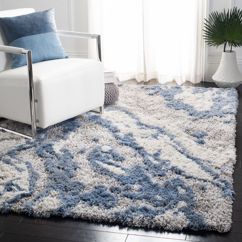 Tapis gris / bleu Tristan, Rectangle 6 pi x 9 pi