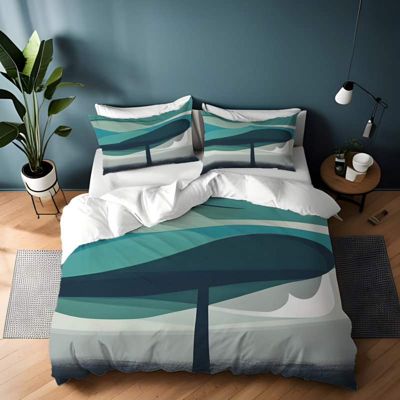 Polyester Abstract Duvet Cover, King Duvet Cover + 2 King Shams