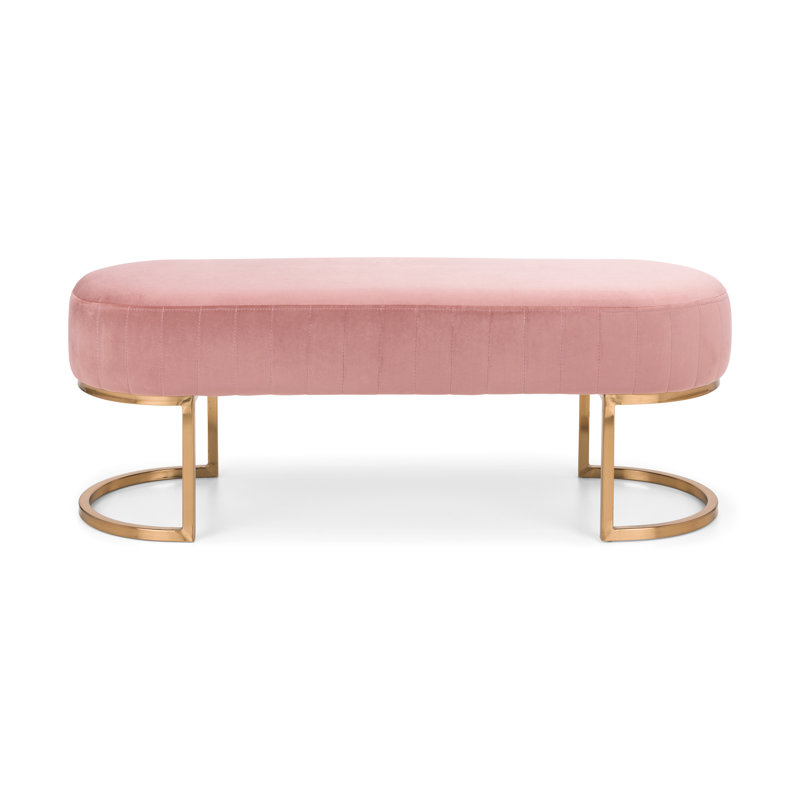 Accringt Velvet Upholstered Bench, Pink