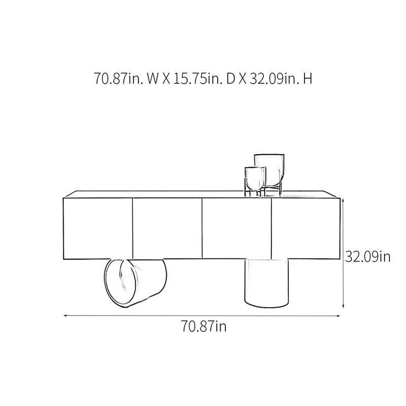 Lindell, Blue, 32.09" H x 70.87" W x 15.75" D