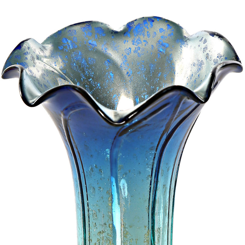 Betton 6"H Glass Replacement Lily Shade, Blue/Teal