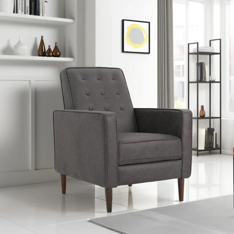 Fauteuil inclinable manuel Dupe, capitonnage capitonné gris foncé