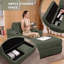 Méridienne surdimensionnée grise avec repose-pieds avec rangement, canapé-lit en velours côtelé avec coussins pour le salon-69901589