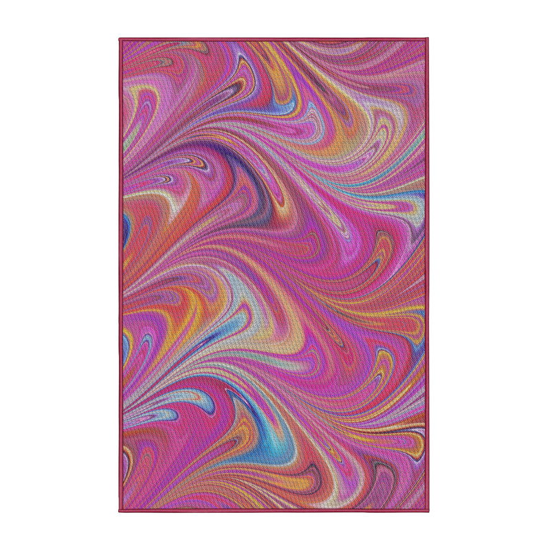Abstrait rose Tapis décoratif, Rectangle 5 pi x 8 pi