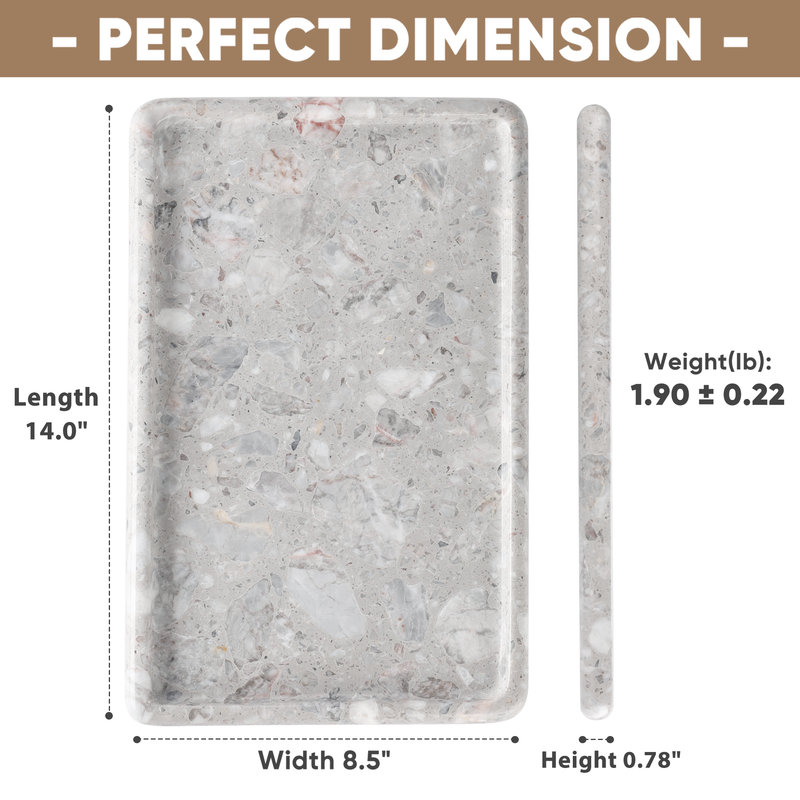 Guein Rectangle Natural Marble Tray,Fior di Pesco Quarella