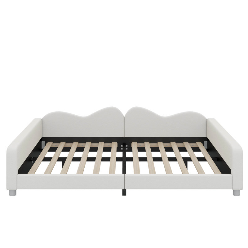 Upholstered Sofa Bed With Cloud-Shaped Backrest, Full, White