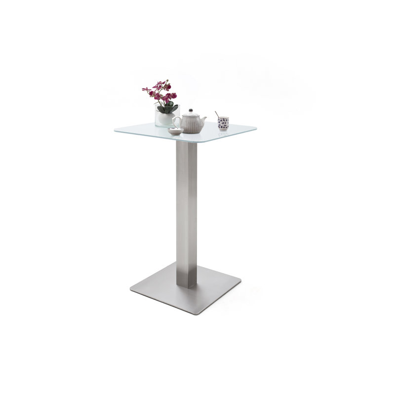 Michaella Glass Top Metal Base Dining Table, Pure white matt
