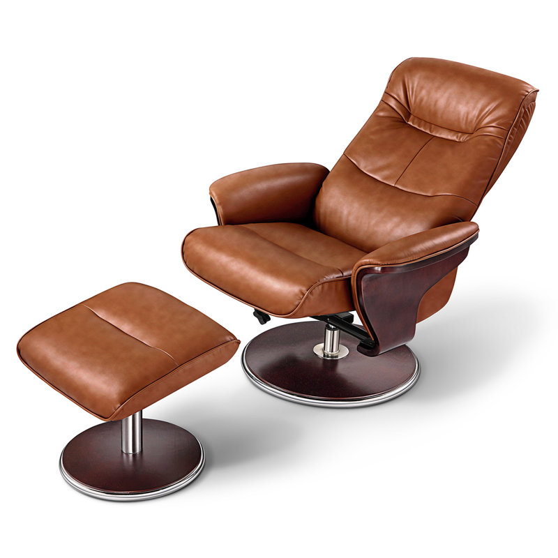 Milano Faux Leather Swivel Recliner, Brown