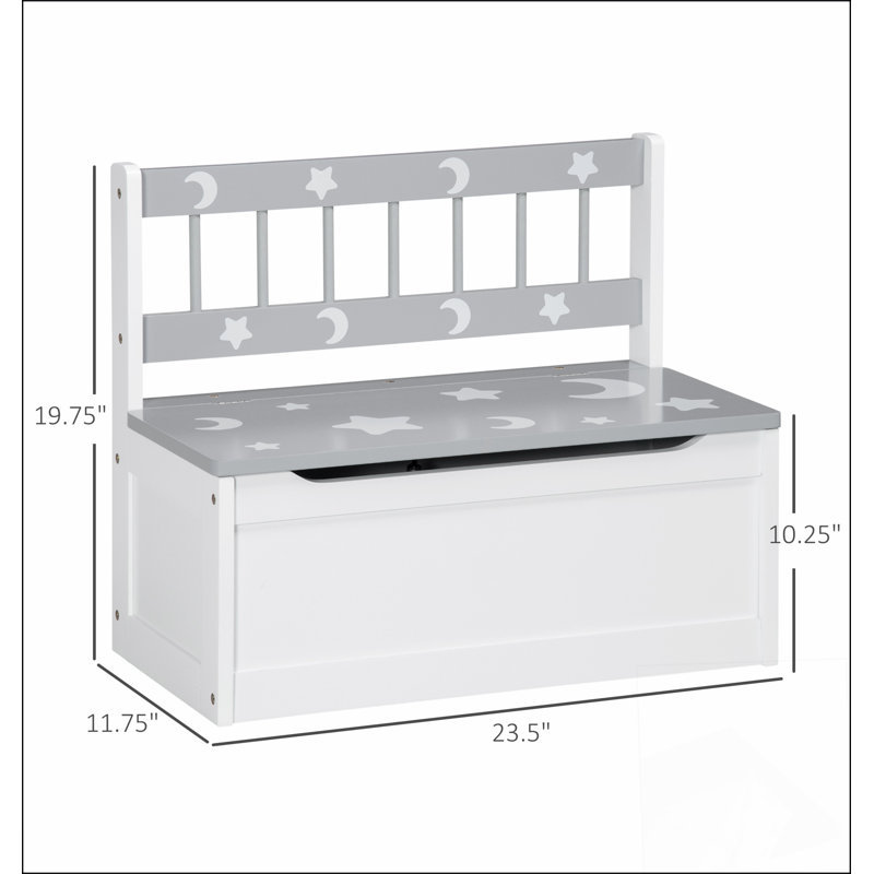 Banc de rangement pour tout-petits avec grand intérieur de 27 litres QABA