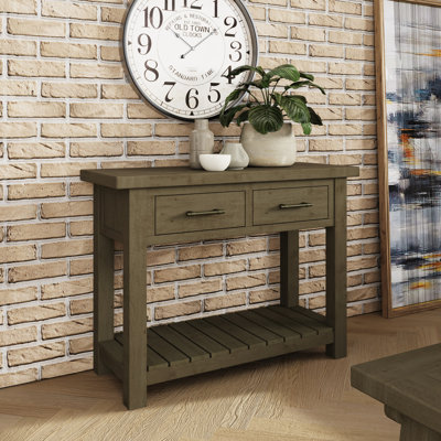 Almerton 2 Drawer Console Hallway Table With Open Shelf – Solid Reclaimed Natural Pine