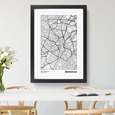 Map Birmingham UK - Picture Frame Graphic Art