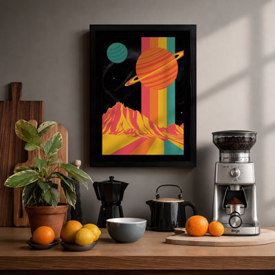 Cosmic Mountains Retro - Framed Print