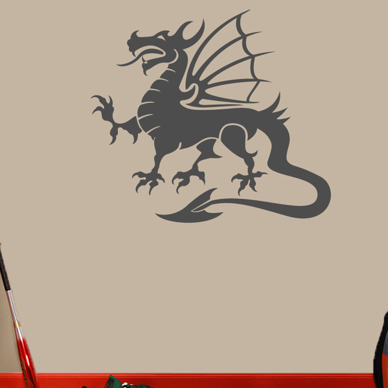 Décalcomanie murale dragon mascotte, Gris foncé