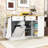 Modern Kitchen Island with Trash Bin Compartment, Sliding Doors, 3-Tier Spice Rack and Adjustable Storage-521768883