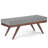 Chanelle 48"W Tweed Fabric Mid-Century Modern Ottoman Bench with Flared Tapered Legs-443695781