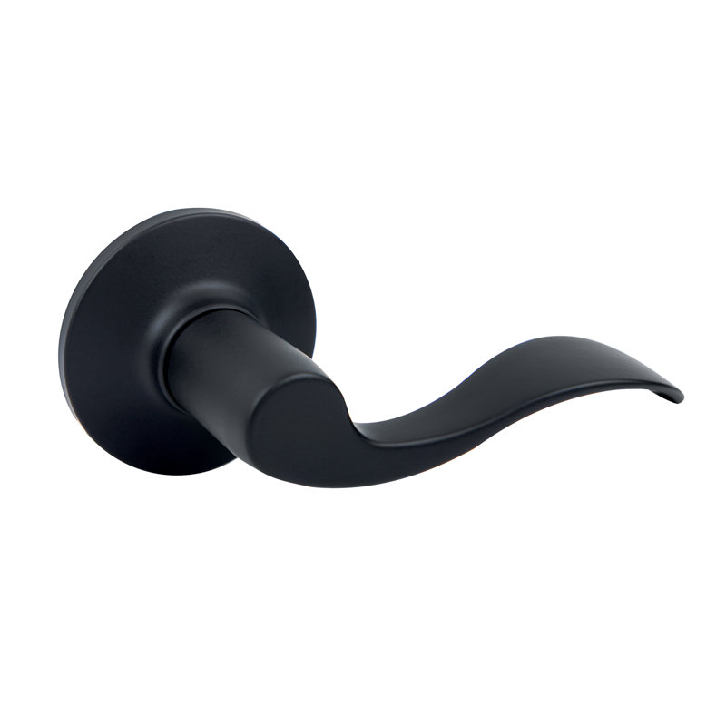 Athena Single Dummy Door Lever with Round Rosette, Matte Black, Right