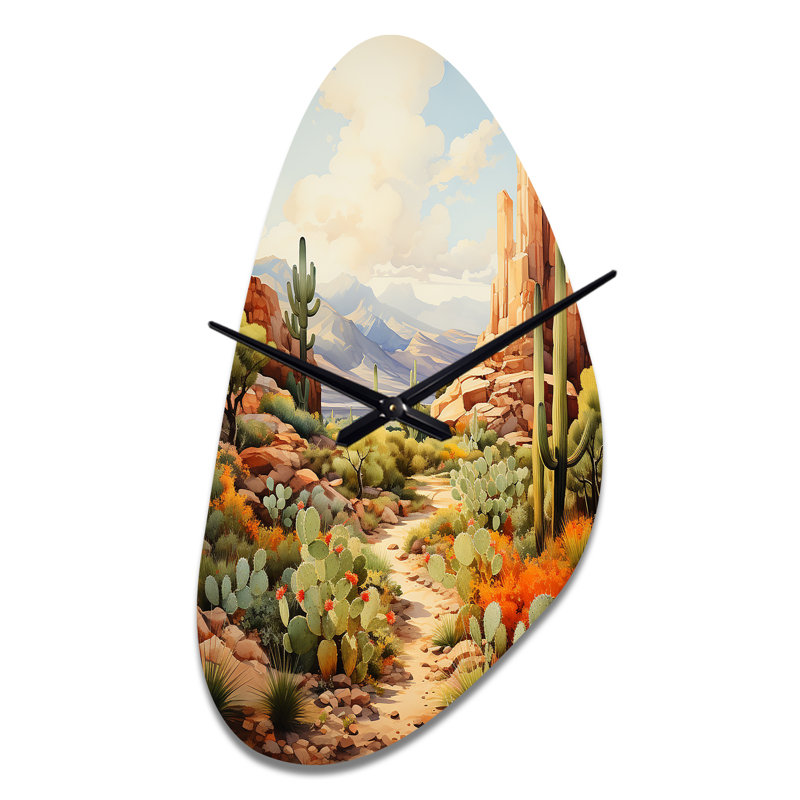 Horloge murale asymétrique Mexique, Mexique, cactus Oasis Impasto I, Grand