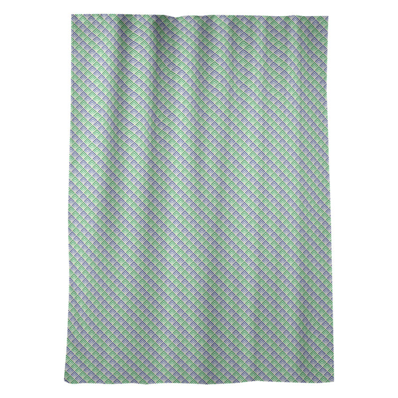 Panneau de rideau simple avec passe-tringle géométrique, Vert / Gris