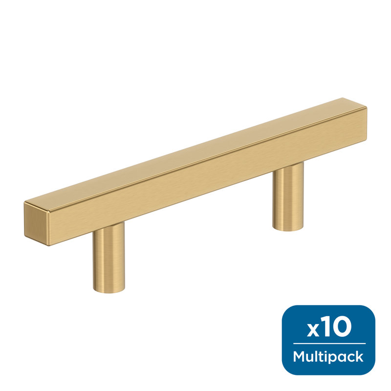 Bar Pulls Square 3 inch (76mm) Center-to-Center Champagne Bronze Cabinet Pull - 10 Pack, Champagne Bronze
