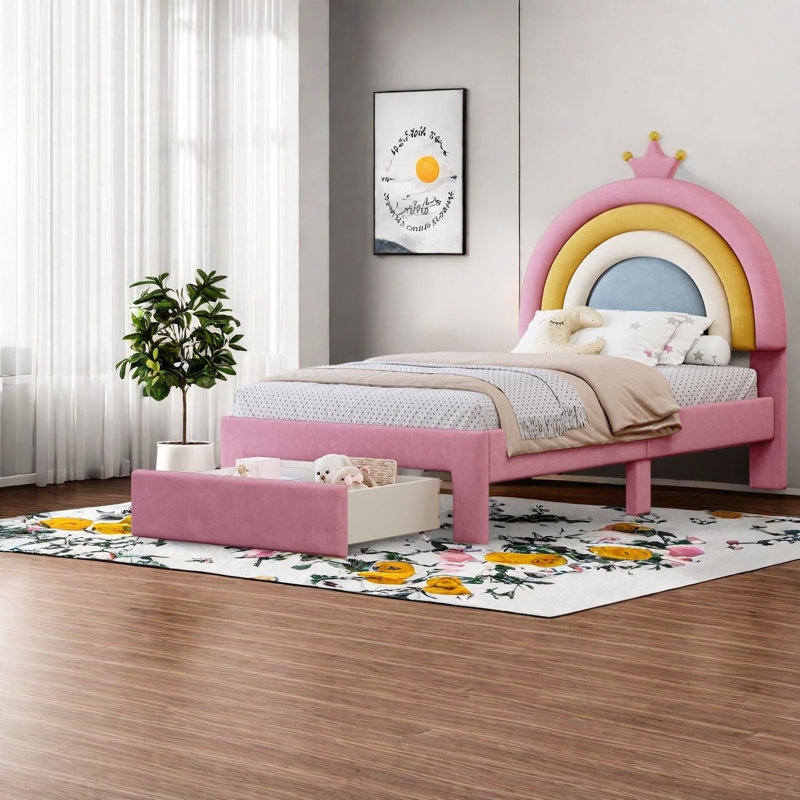 Lit plateforme tapissier Rainbow