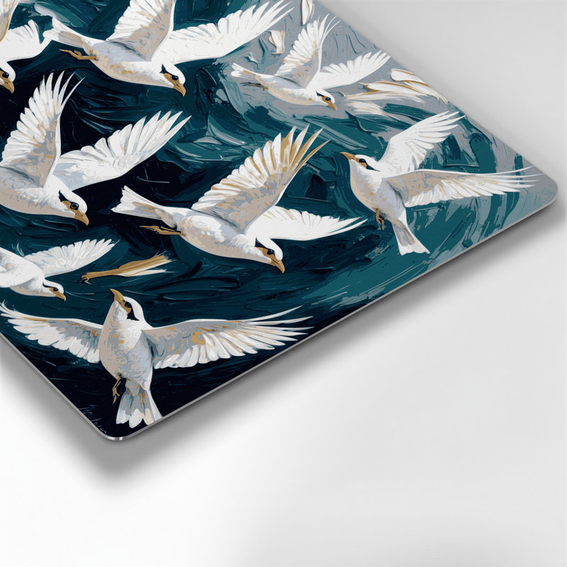 Oiseaux, art mural bleu en métal Myna, H 240 po x l 288 po x P 0,05 po