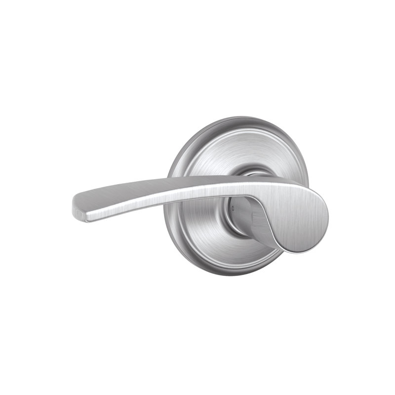 Merano Passage Door Lever with Rosette, Satin Chrome