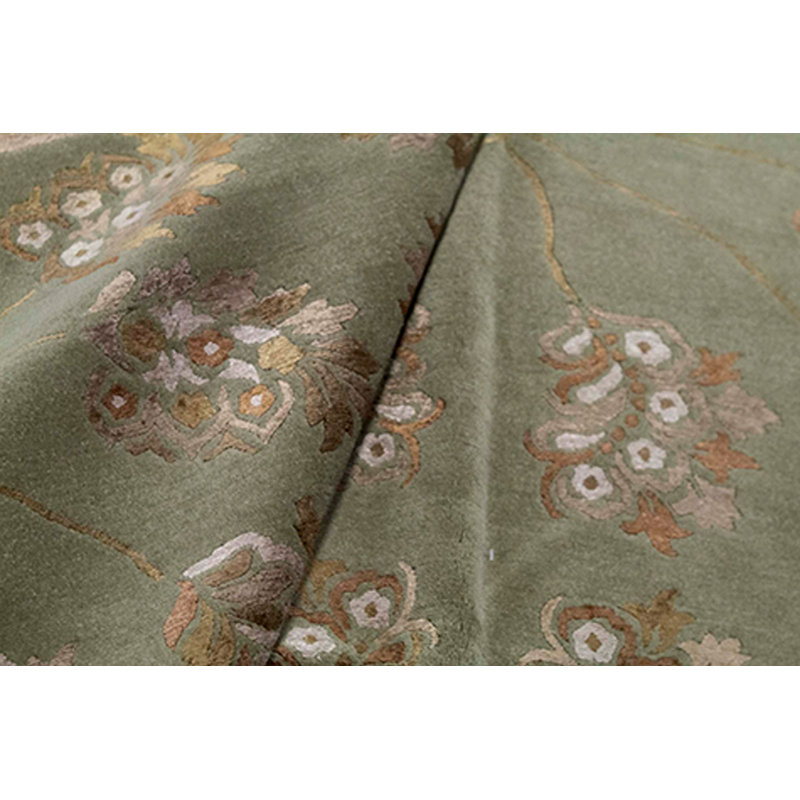 Hand-Knotted High-Quality Green Area Rug