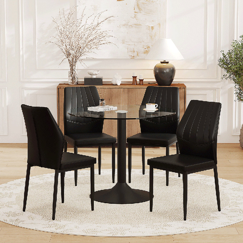 Ensemble de table de salle à manger 35 po, table de cuisine moderne et chaises pour petits espaces, Noir