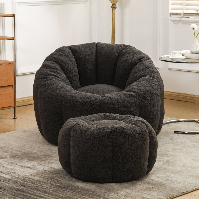 Bean Bag Chair Bean Bag Chairs With Ottoman For Adults Comfy Beanbag Giant Bean Bag Chair With Spacious Design Bean Bag Couch With Armrest Large Bean Bag Chair With Memory Foam Filler For Living Room Bedroom