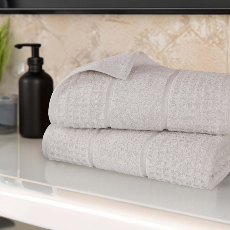Ensemble de draps 100% coton gaufré Hiyabel Zero Twist, Pierre