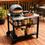 Chariot de barbecue extérieur à 3 niveaux avec surface en acier inoxydable, roues de table de préparation barbecue, barre de service roulante pour patio et cour arrière, support de four à pizza en noir, construction, grand rangement, stable