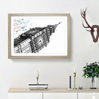 Big Ben in London in Abstract - Picture Frame Painting Print