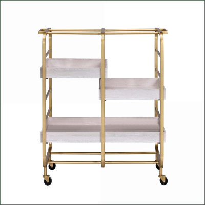 Serving Cart with 3 Adjustable Trays & 4 Casters Industrial | Kitchen Carts by Latitude Run