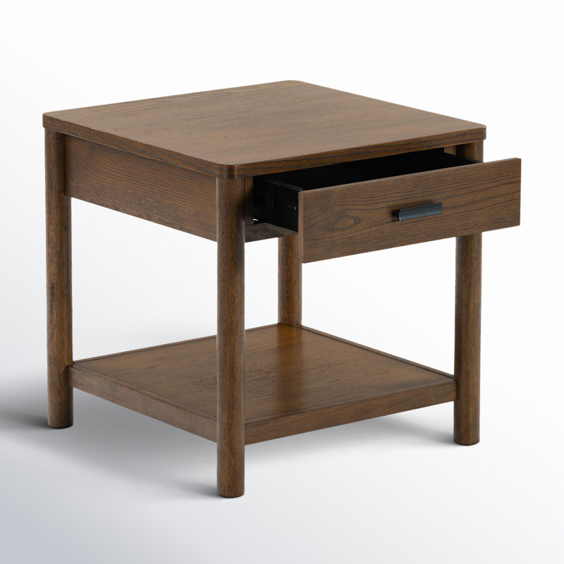 Jaylessa Wood 1 Drawer End Table, Medium Oak