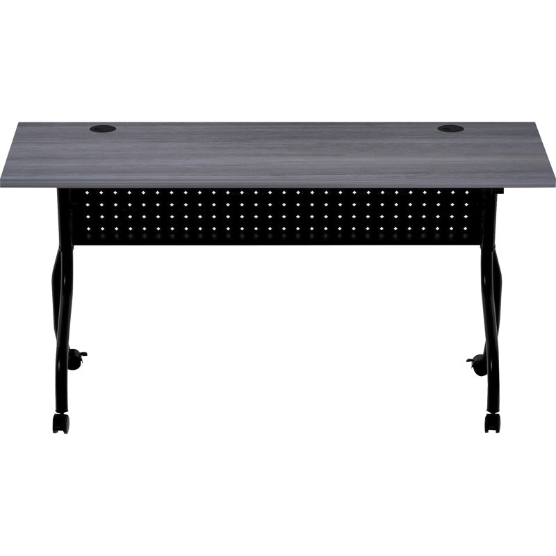 Charcoal and Black Flip-Top Training Table with Casters