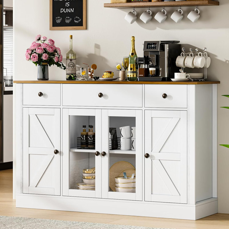 Abrianna 55.12'' Sideboard, White/Brown