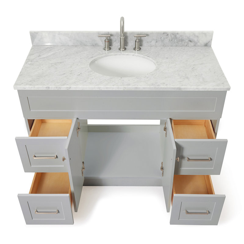 Partham 49'' Single Bathroom Vanity with Carrara Marble Top, Gray