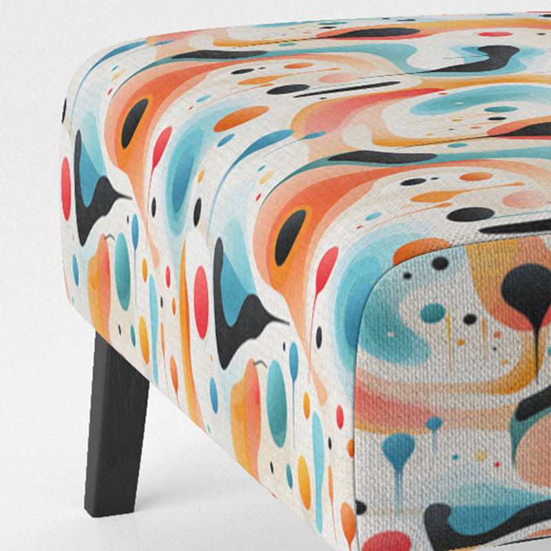 Multicolor Abstract Neutrality Wave - Upholstered Contemporary Slipper Chair, Modern Abstract Accent Chair
