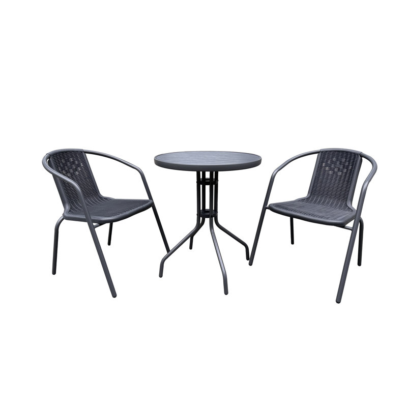 2 - Person Patio Dining Set with Round Table, Grey