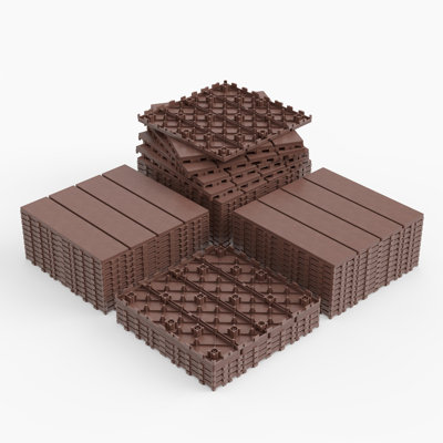 1 ft. x 1 ft. Outdoor Plastic Interlocking Deck Tile in Brown