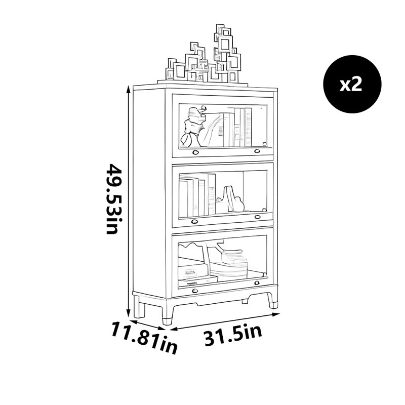 Bibliothèque populaire américaine de luxe légère, (3 tablettes) H 49,53 po x l 31,5 po x P 11,81 po