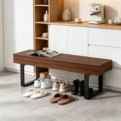 Banc de 59 po en bois pour la chambre à coucher au bout du lit, bancs de table de cuisine d'intérieur de ferme, banc à chaussures moderne polyvalent pour le vestibule