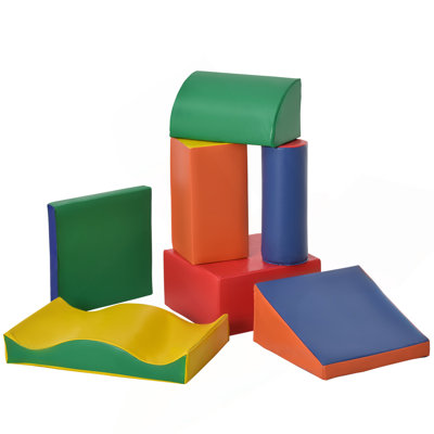 Soozier 7 Piece Soft Play Blocks Kids Climb And Crawl Gym Toy Foam Building And Stacking Blocks Non-Toxic Learning Play Set Educational Software Activity Toy Brick Baby Soft Climbing Block