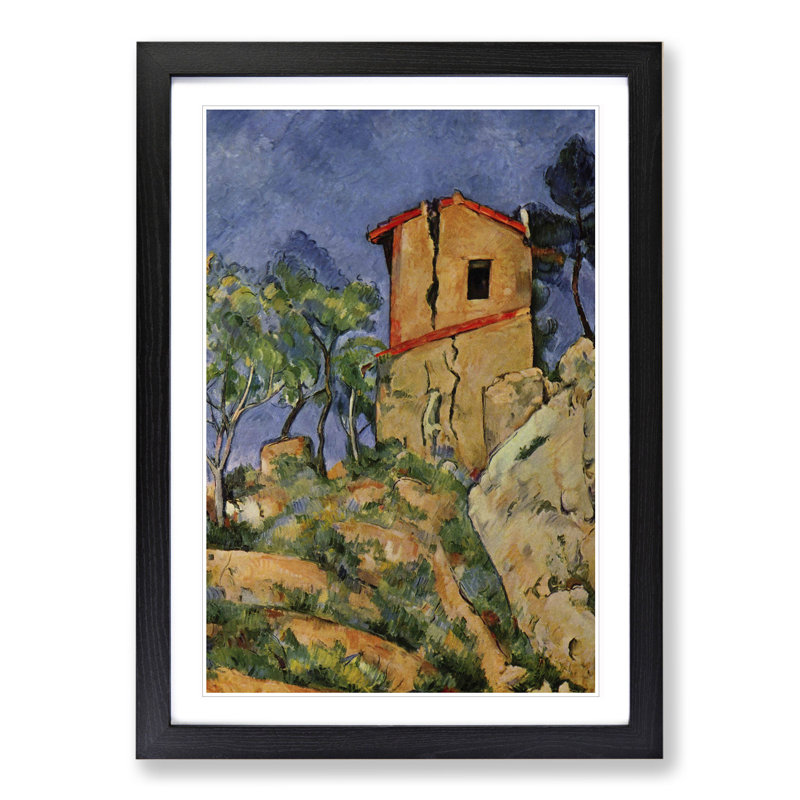The House with Cracked Walls by Paul Cezanne - Picture Frame Painting, Black, 36cm H x 27cm W x 2cm D