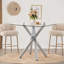 Table carrée carrée avec plateau en verre trempé et base en acier à pieds croisés, finition argentée, 37,8 po, sièges 4