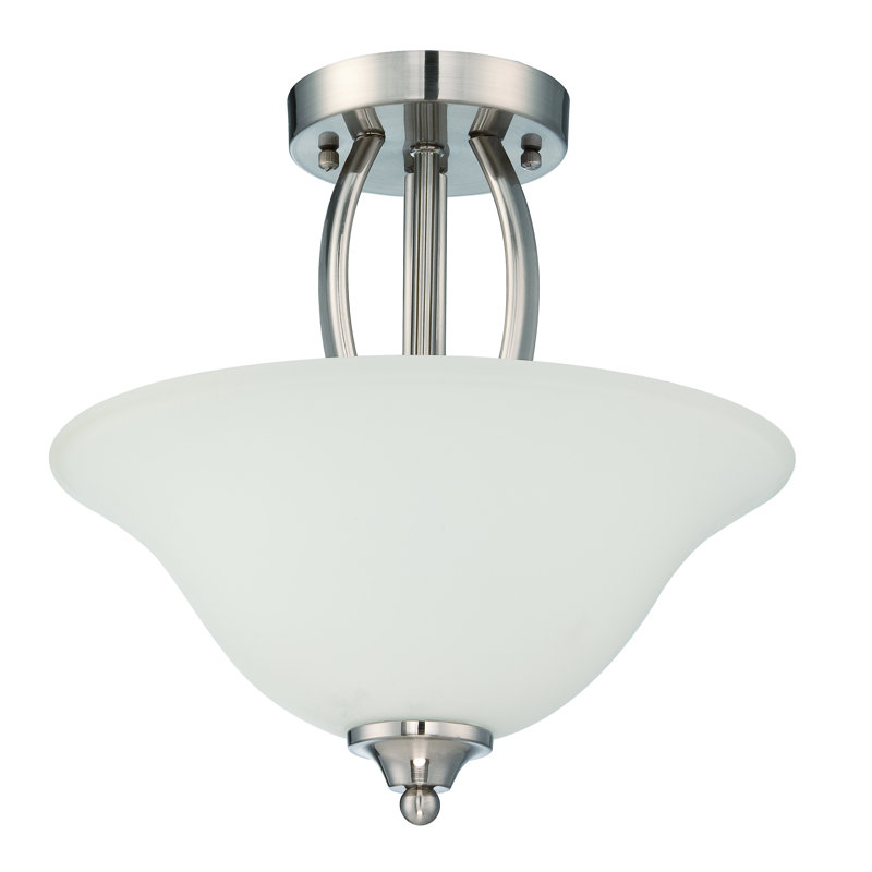 Grampian Glass Semi Flush Mount, Satin Nickel