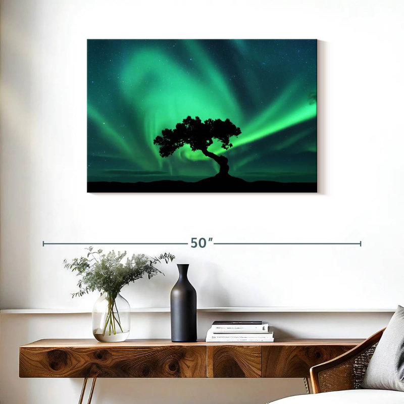 Silhouette d'arbre Alvord Northern Lights, H 24 po x l 36 po