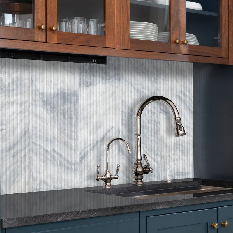 Flutelle 12 in. x 24 in. Concave Fluted Honed Marble Wall Tile, Terra Bella
