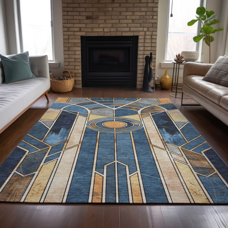 Machine Washable Indoor/Outdoor Kimberlin ACN2176 Geometric Rug, Rectangle 2'6" x 3'10"